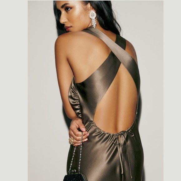 Reformation Anaiis Silk Dress in Morel | 🍃 Spring Lighting Sale 🍃 - Picture 6 of 8